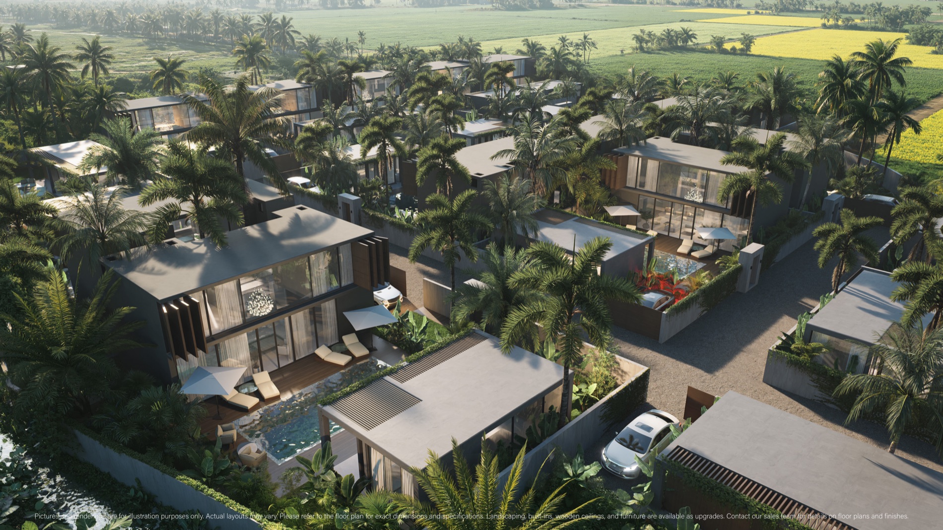 Core Villas compound from above at Seseh, Munggu